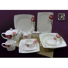 P&T porcelain square shape dinnerware flower design porcelain dinnerware